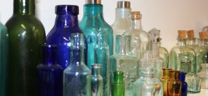 A collection of antique bottles